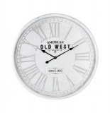 Pendule gravée "american old west" - d 78 cm - mdf et fer - blanc