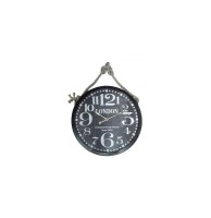 Pendule imprimée london avec corde - d 52 cm - noir