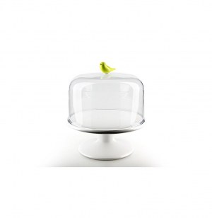 Plateau à gateau avec couvercle - vert - qualy