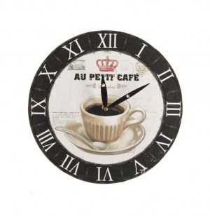Pendule imprimée "au petit café" - d 28,8 cm