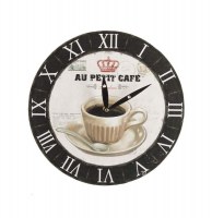 Pendule imprimée "au petit café" - d 28,8 cm