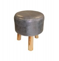 Tabouret lord anthracite - 32 x 36 cm - pin et polyester - anthracite