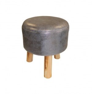 Tabouret lord anthracite - 32 x 36 cm - pin et polyester - anthracite