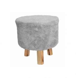 Tabouret "sherpa everest" - 32 x 36 cm - acrylique et polyester - gris