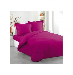 Housse de couette uni "lina" 2 personnes - 240 x 220 cm - coton - fush