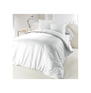Housse de couette uni "lina" 2 personnes - 240 x 220 cm - coton - blan