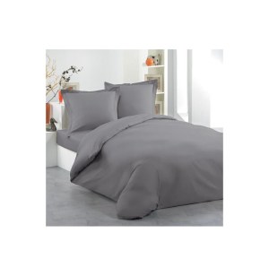 Housse de couette "lina" 2 personnes - 240 x 220 cm - coton - gris