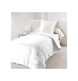 Housse de couette uni "lina" 1 personne - 140 x 200 cm - coton - blanc