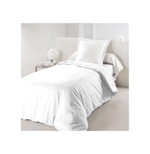 Housse de couette uni "lina" 1 personne - 140 x 200 cm - coton - blanc