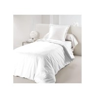 Housse de couette uni "lina" 1 personne - 140 x 200 cm - coton - blanc