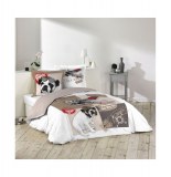 Parure de lit 2 personnes "aviateur" - 240 x 220 cm - coton - beige