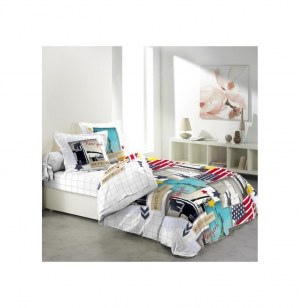 Parure de lit 2 personnes "new york" - 240 x 220 cm - coton - blanc