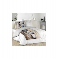 Parure de lit 2 personnes "minéral" - 240 x 220 cm - coton - blanc et