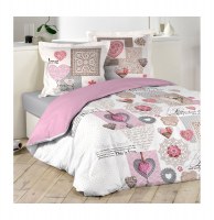 Parure de lit 2 personnes "monsegur" - 240 x 220 cm - coton - blanc et