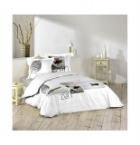 Parure de lit 2 personnes "messager" - 240 x 220 cm - coton - blanc