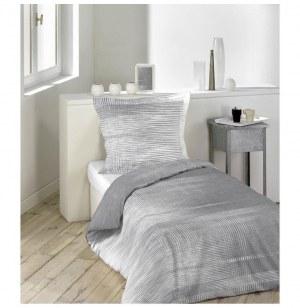 Parure de lit 1 personne "grimo" - 140 x 200 cm - coton - gris