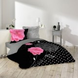 Parure de lit 2 personnes eclat noir - 260 x 240 cm - coton