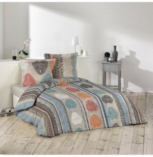 Parure de lit 2 personnes fossile - 240 x 220 cm - coton