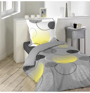 Parure de lit 1 personne hoopy - 140 x 200 cm - coton