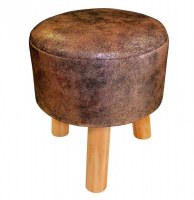 Tabouret lord cuivre - 32 x 36 cm - pin et polyester - marron