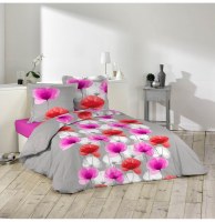 Parure de lit 2 personnes "natae" - 240 x 220 cm - coton - gris, rouge