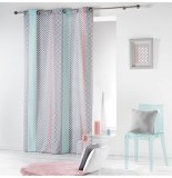 Rideau à oeillets 100% coton - 140 x 240 cm - imprimé baltic - rose