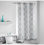 Rideau à oeillets 100% coton - 140 x 240 cm - imprimé folio - menthe