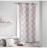 Rideau à oeillets 100% coton - 140 x 240 cm - imprimé folio - rose