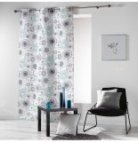 Rideau à oeillets 100% coton - 140 x 240 cm - imprimé mandala - bleu