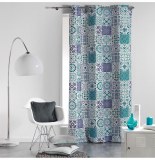 Rideau à oeillets 100% coton - 140 x 240 cm - imprimé persane - bleu