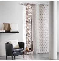 Rideau à oeillets 100% coton - 140 x 240 cm - imprimé remix - nature