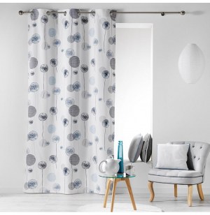 Rideau à oeillets 100% coton - 140 x 240 cm - imprimé tina - bleu