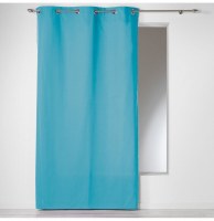 Rideau à oeillets 100% coton - 140 x 240 cm - panama uni - bleu