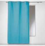 Rideau à oeillets 100% coton - 140 x 240 cm - panama uni - bleu