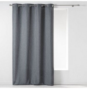 Rideau à oeillets - 140 x 260 cm - chambray - anthracite