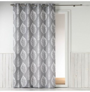 Rideau à oeillets - 140 x 260 cm - fils coupés - imprimé feuilles -