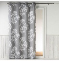 Rideau à oeillets - 140 x 260 cm - fils coupés - prairie - gris