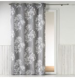 Rideau à oeillets - 140 x 260 cm - fils coupés - prairie - gris