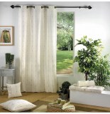 Rideau à oeillets - 140 x 260 cm - jacquard bicolore - naturel/brun