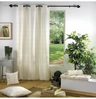 Rideau à oeillets - 140 x 260 cm - jacquard bicolore - naturel/brun