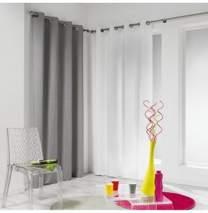 Rideau à oeillets - 140 x 260 cm - jacquard bliss - blanc
