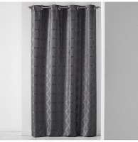 Rideau à oeillets - 140 x 260 cm - jacquard cosmy - anthracite