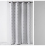 Rideau à oeillets - 140 x 260 cm - jacquard cosmy - gris