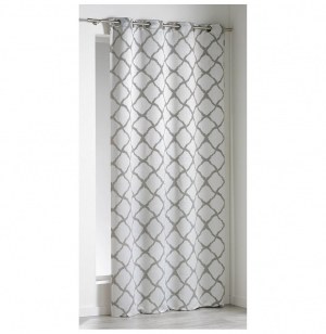 Rideau à oeillets - 140 x 260 cm - jacquard crash - blanc