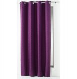 Rideau à oeillets - 140 x 260 cm - jacquard crash lineo - prune