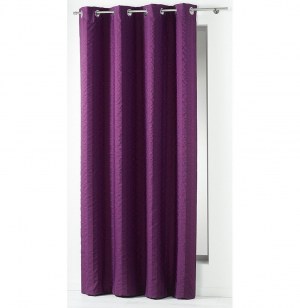 Rideau à oeillets - 140 x 260 cm - jacquard crash lineo - prune