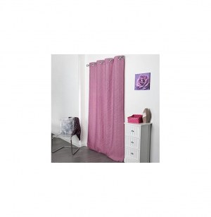Rideau à oeillets - 140 x 260 cm - jacquard crash lineo - rose