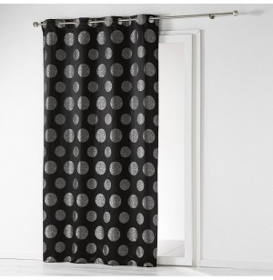 Rideau à oeillets - 140 x 260 cm - jacquard satellis - noir