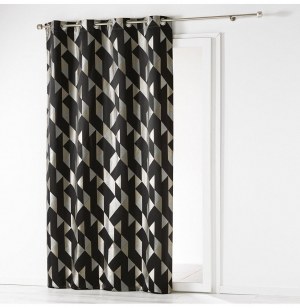 Rideau à oeillets - 140 x 260 cm - jacquard trilogy - noir