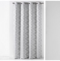 Rideau à oeillets - 140 x 260 cm - jacquard vogue - gris